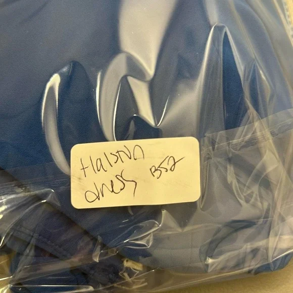 HALSTON HERITAGE Notched Strapless Gown Blue Size 4 - Picture 9 of 9